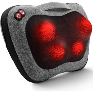 VIKTOR JURGEN Shiatsu Back Massager with Heat  Deep Tissue Massage for Neck, Shoulder, Leg, Upper & Lower Back Pain Relief, Electric Kneading 3D Massage Pillow Gifts for Men Women Dad, Mom, Christmas (Gray)