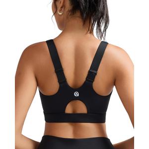 RUNNING GIRL Sports Bras for Women High Support,Adjustable Racerback Molded Cup Sports Bra Yoga Athletic Workout Bra (Medium, Black)