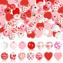 180Pcs Valentine's Day Wood Beads, Wood Hearts Beads Colorful Plaid Wooden Round Beads Valentine's Day Craft Beads Farmhouse Rustic Beads for Valentine's Day DIY Craft Garland Jewelry Making