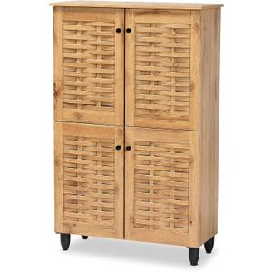 Baxton Studio Winda Shoe Cabinets, Oak Brown/Black