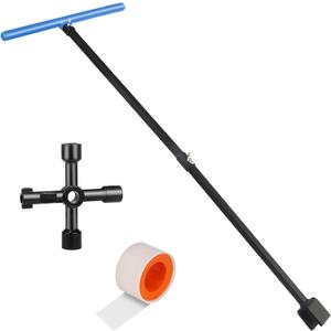 Water Meter Key 28 Inch Shut Off Tool - 4-Way Multifunctional Key and Seal Tape for Opening and Closing Meters or Valves Water Meter Key 28 Inch Shut Off Tool - 4-Way Multifunctional Key and Seal Tape for Opening and Closing Meters or Valves