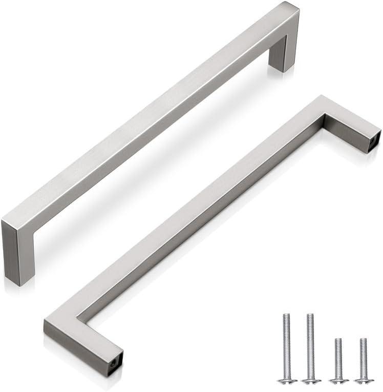 224mm (8-4/5") Brushed Nickel Stainless Steel Cabinet Hardware 10 Pack Durable Drawer Pulls & Dresser Handles for Kitchen, Bathroom, Cabinets
