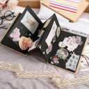 3 PCS Accordion Scrapbook, 6 X 8 Inch Small Scrapbook Hardcover Paper Foldable Scrapbooks with DIY Accessories Set Stretchable Folding Scrap Book Photo Albums for DIY, Wedding, Graduation