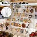 2 Pack 5 Tiers Sticker Display Stand, 25 Compartments Sticker Holder Organizer for Stickers Vendors Small Business Supplier Events Trade Shows Classroom Risers Greeting Card Display Sticker Holder