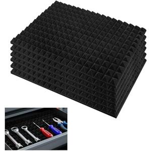 SK Studio 6PCS Tool Box Liner, Trap Mat Universal Tool Drawer Organizer, Non Slip 1 inch Thick Toolbox Foam Inserts for Cabinet, Shelf, Workbench, 23.6x15.7 inch