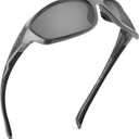 KastKing Hiwassee Polarized Sport Sunglasses for Men and Women, Wrap Sunglasses for Fishing Cycling and Running,UV Protection (Frame: Gloss Metalic Gun/Lens:silver Mirror)