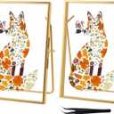 4x 6'' Gold Floating Frame Set Of 2 For Photo Sizes 2x3'',3.5x 5'',4x6'',Brass Metal Lace Edge Frames,Double Glass Adjustable Tabletop/Shelf Photo Frame, Christmas Framed Wall Art Craft Ornaments Classy Gifts