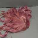 BERON Candy Pink Wig Short Curly Wig Pink Wigs with Bangs Women Charming Wigs Synthetic Wig with Hairnet