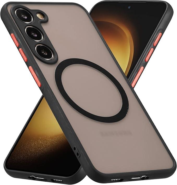 ZCDAYE Magnetic Case for Samsung Galaxy S23, Compatible with Wireless Charging [Silky Touch] [Matte PC Back] TPU Bumper Shockproof Slim Thin Phone Case 6.1" - Black