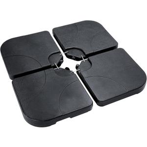 H11 Patio Umbrella Stand Base - 4-Piece 221lbs Outdoor Offset Cantilever Umbrella Heavy Duty Weights Square Base Water or Sand Refillable Plate Set with 4 Lock Pins (H11 Black)