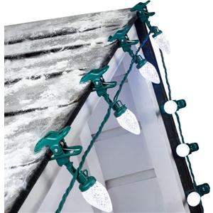 C9 LED Christmas Lights Outdoor, 68 Feet 100 LED Strawberry String Lights with 100 Spring Clamps, Waterproof Commercial Grade Extendable for Outside Roofline Patio Home Xmas Decoration, Pure White