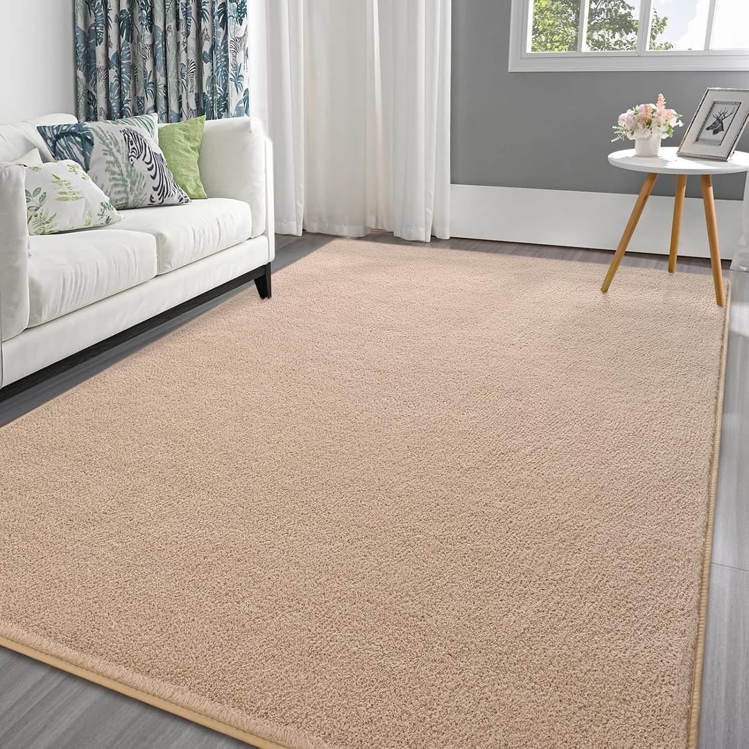 Pettop Area Rugs for Bedroom Living Room, 6x9 Beige Thickened Memory-Foam Indoor Carpets, Modern Aesthetic Minimalist Super Soft Comfy Carpet for Boys Girls Adults Room Dorm Home Decor