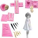 3D Doll Body Leg Arm Face Head Silicone Mold Q Version Dolls Model Fondant Craft Clay Resin Mould DIY Cake Decorating Supplies Baking Tool (5PCS)