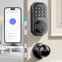 Keyless Entry Door Lock with Handle Wi-Fi Door Locks for Front Door Anti-Peeping Password App Control Smart Door Lock for Homes Hotel Bedroom Doors with 2 Door Knobs (/)