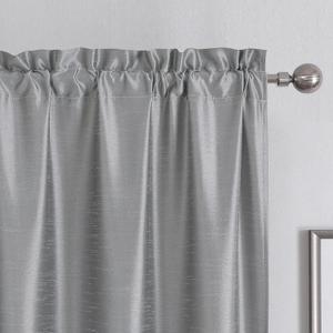 Chyhomenyc Uptown Silver Grey Kitchen Curtains 45 Inch Length 2 Panels, Room Darkening Faux Silk Chic Fabric Short Window Curtains for Bedroom Living Room, Each 30Wx45L (30"W x 45"L (Pack of 2), Silver Gray)