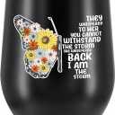 KAIRA Floral Butterfly 12oz Wine Tumbler with Lid, Inspirational Coffee Mug for Women, Stainless Steel Insulated Cup, Gift for Mom Sister Friend