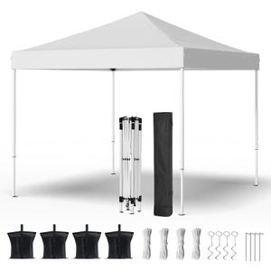 Shades 10x10 Pop Up Canopy, Heavy Duty Beach Tent with Carrying Bag for Easy Moving, Sun Shelter for Parties, Events, Camping, Outdoor Gazebo with 420D PU Coated Waterproof White Fabric
