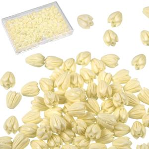 Hotop 100 Pcs Artificial Jasmine Flower Beads Coral Flower Shell Beads for Jewelry Making Necklace Bracelet Supplies Scrapbooking DIY Crafts Wedding Decors(Ivory,7 x 9 mm)