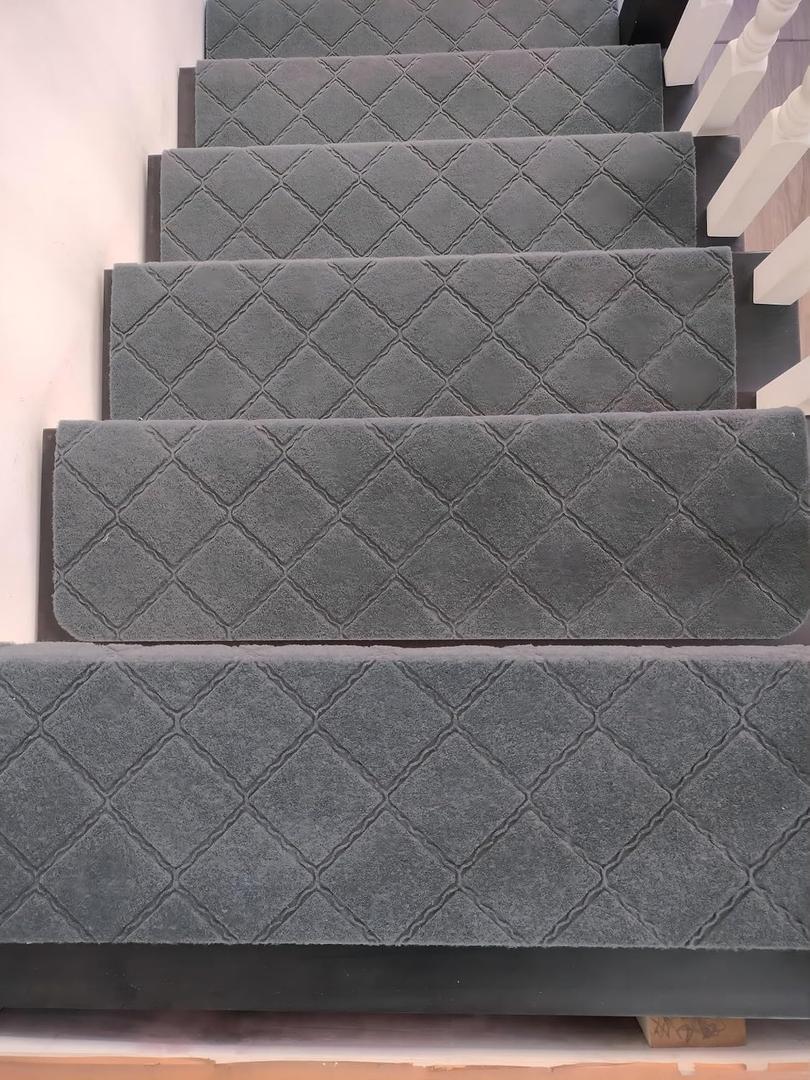 9"X36" Bullnose Stair Treads Carpet Non-Slip for Wooden Steps Indoor, Machine Washable and Reusable with Tape Free Self-Adhesive Back for Pets, Set of 15, Grey