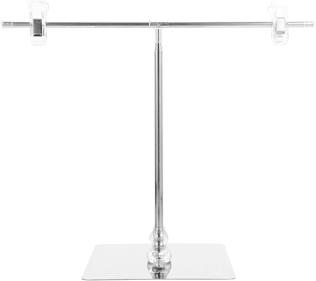 SOLUSTRE Adjustable T Shaped Poster Stand with Clip 33.14X12.36X5.70In Metal Desktop Banner Holder for Indoor Outdoor Store Display Advertising Sign