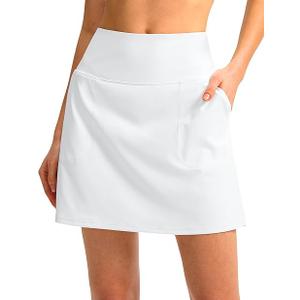 SANTINY 16" Golf Skorts Skirts for Women with 4 Pockets Women's High Waisted Stretchy Tennis Skirt Athletic Skort, Size: XS