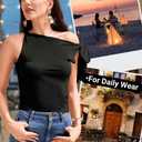 Trendy Tank Tops for Women, Sexy Going Out, High Boat Neck Silk Shirts, Dressy Satin Bow Sleeveless (Black, L)