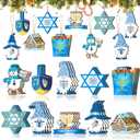 30 Pieces Hanukkah Ornaments for Tree Wooden Chanukah Hanging Ornaments Menorah Gnomes with Rope Star of David Crafts Dreidel for Jewish Christmas Holiday Party Room Wall Home Decoration, 10 Styles