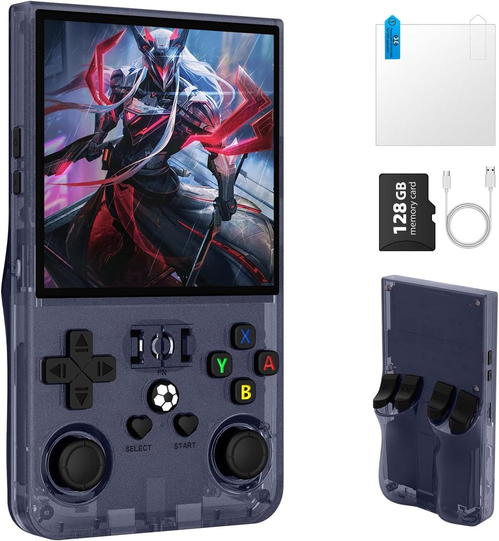 R36MAX Retro Handheld Gaming Console, Built-in 22,000+ Classic Games, Open Source Linux System, Portable Game Emulator Console, 4.0-Inch 4K HD IPS Screen Video Player, 4000mAh Battery (Gray 128GB)