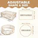 Foldable Wooden Baby Playpen, Adjustable Safety Playpen, 86x57x25in