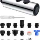 Hibbent Metal Pull Down Kitchen Faucet Head Replacement with 15 Adapters, Sink Spray Head, 2 Function Spray Nozzle Compatible with Moen, American Standard, Delta, Kohler Faucets, Chrome (Silver)