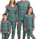 Family Matching Christmas Pajamas Set, Cute Elk Sleepwear for Boys Girls Dad Mum (Small, Green)