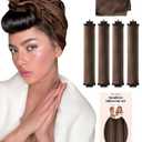 Grande Heatless Curls Overnight Rods No Heat Hair Curlers to Sleep Jumbo Foam Large Hair Rollers for Long Short Hair Heatless Curling Rod Set with Satin Wrap for Sleeping Brown (Grande 4 Rods - Brown)
