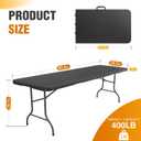 8 Ft Plastic Folding Table,Heavy Duty Portable Table for Indoor & Outdoor,Wood Grain Desktop & 400lbs Weight Capacity,Premium Solutions for Camping,Picnic,BBQ and Party