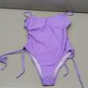 KRLAGAPAS Women's Blue Violet Cheeky One Piece Bathing Suit Swimsuit Tummy Control High Cut Sexy, Violet, Size S