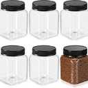 Nosiny 12 Pcs 24 oz Plastic Jars with Lids Airtight Food Containers Large Plastic Jars with Screw on Lids Refillable Kitchen Storage Containers for Dry Food, Coffee, Candy for Kitchen (Black)