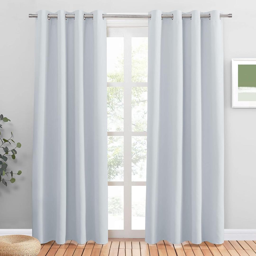 Blackout Curtain Greyish White 1 Pack  64x32 Inch Inch Curtains With Eyelets Opaque Curtains for Living Room Decorative Throw Room Darkening Curtains 