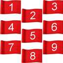 Riakrum 9 Pcs mini golf flags for yard 8.9 x 5.7 Inch 1-9 Nylon golf Pin Flags for putting green with Tube Inserted Numbered Yard Indoor Outdoor hole Backyard Garden Practice