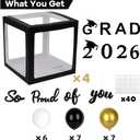 2026 Graduation Party Decorations - Black Balloon Boxes with Letters, "GRAD" & "So Proud of You" & "2026", 20pcs Balloons, Graduation Photo Props for High School College Class of 2026 Celebration