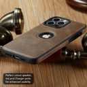 Casus Designed for iPhone 14 Pro Max Case Vegan Leather Slim Logo View Classic Luxury Elegant Thin Protective Cover (2022) 6.7" (Gray)