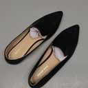 FEVERSOLE Women's Loafer Flat Pointed Fashion Slip On Comfort Driving Office Shoes (9, Grain Pu Black)