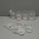 4PCS 20oz Glass Cups with Lids and Straws, Iced Coffee Cups with Lids, Stylish Ribbed Thick Drinking Glasses Tumbler for Juice, Smoothies, Cold Beverages, Cute Cup Gifts with Clean Brush