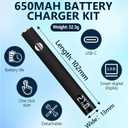 510 Threaded Battery Cordless Thread Burner With LED Digital Display, Precise Temp Control USB-CRechargeable, 650mAh Soldering Pen 3 Gear Adjustable, Precision Work/Appliance Repair (Blue)