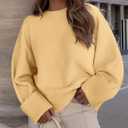 PRETTYGARDEN Women's Fall Oversized Sweaters Casual Crewneck Pullover Long Sleeve Fuzzy Chunky Knit Tops Blouse (Yellow, Large)