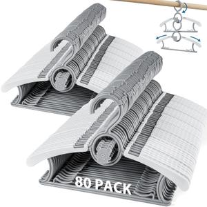 Kids Hangers 80 Pack Baby Hangers, Extendable & Adjustable Kid Hanger Non-Slip Plastic Baby Clothes Hanger for Kides Infant Child - Stackable Hangeres for Babys Clothes Grey Toddler Hangeres (Gray)