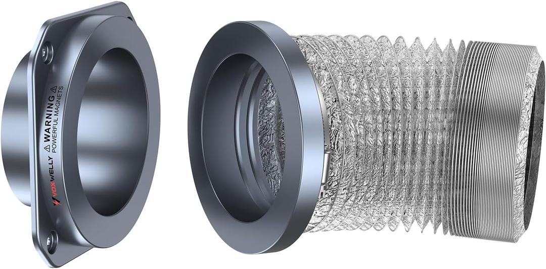 Magnetic Dryer Vent Coupling Easy to Clean Quick Connector Airtight Seal Dryer Vent Connector Kit Including a 2.6ft 4" Duct and two Clamps, DV180