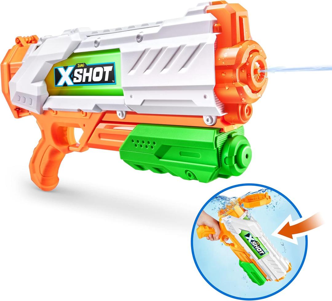 XSHOT Fast-Fill Medium Water Blaster by ZURU, Watergun for Summer, XSHOT Water Toys, Squirt Gun Soaker (Fills with Water in just 1 Second!) Big Water Toy for Children, Boys, Teen, Men (Medium) (Orange)