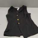 BTFBM Summer Sleeveless Blazer Vest For Women Dressy Button Down Round Neck Business Casual Outfits Work Suit Vests Tops (Medium, Black)