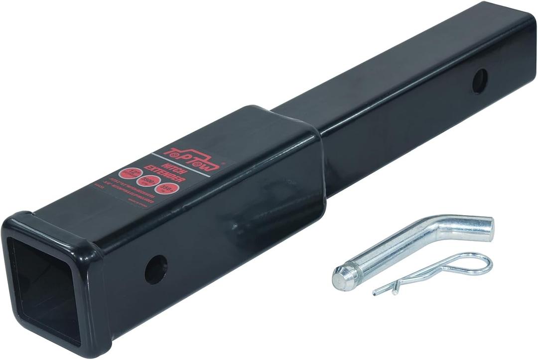 TOPTOW Trailer Hitch Extender, 12-inch Extension Length, Fits 2-inch Receiver, 3500lbs, 5/8 inch Hitch Pin and Clip Included