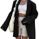 Grlasen Women Casual Elegant Long Sleeve Oversized Lapel Blazers Open Front Solid Work Office Jacket Blazer Black XL