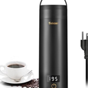 Sekaer Travel Electric Tea Kettle Portable Small Mini Coffee Kettle, with 4 Variable Presets, Personal Hot Water Boiler 304 Stainless Steel with Auto Shut-Off & Boil Dry Protection, SY-618B